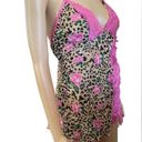 Shirley of Hollywood Vintage 90s Leopard Print Floral Lace Lingerie Mini Dress Size L Photo 2