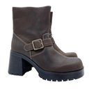 American Eagle Vintage Y2K  Flex Brown Leather Chunky Platform Boots Size 10 Photo 0