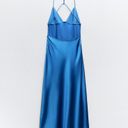 ZARA Dress Cobalt Blue Slip Midi Satin Effect Maxi Wedding Party Photo 3