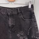 Mango  Women's Black Floral Embroidered A-line Denim Skirt Size XS Photo 1