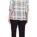 Joie  Kariana Silk Green Plaid Button Down Blouse Photo 5