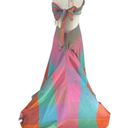 Alexis  Dusana Georgette Color Block Cut Out Bow‎ Back Maxi Dress Gown Size Small Photo 2