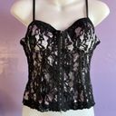 𝅺MIYAO Front Hook & Eye Closure Black/Lavender Lace Bustier Size Large Photo 0