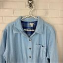 L.L.Bean  Baby Blue Soft Ribbed Corduroy Plaid Lined Thick Button Down Shacket 1X Photo 10