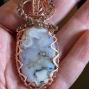 Dendritic Opal smoky quartz wire wrap wrapped pendant copper handmade artisan Orange Photo 2