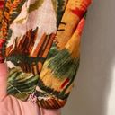 Cynthia Rowley Green Orange Jungle Print Linen a blend Flutter Sleeve Crop Top Photo 1