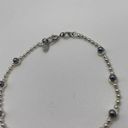 Monet Signed  - Silver Tone Bracelet With Blue Faux Pearls 7 1/2 Inch Dainty Photo 1