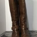 Fossil  Zena back zipper wide calf Brown Tall Leather Buckle Strap riding boots Photo 2