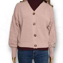 The Moon  & Madison Button Front Textured Knit Cropped Cardigan Blush Pink Size L Photo 0