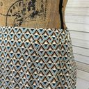 Tuckernuck  Digital Geometric Print Tiered High Low Midi Skirt Tan Blue Small Photo 4