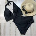 None Black Tie Halter XL Bikini High-Waisted Tie Belt Accent Photo 0