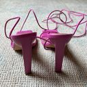 EGO  Hot Pink Lace Up Square Toe Heels | 7.5 Photo 3