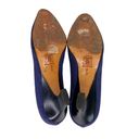 Saint Laurent Yves  YSL Vintage Ribbed Navy Silk Pumps 7M Heels 2.25" Photo 9