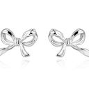 Silver Dainty How Earrings Studs Photo 1