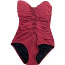 Profile  by Gottex Burgundy Solid Tummy Tuck One Piece Lace Up Swimsuit 8 NEW Photo 2