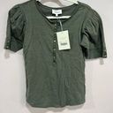 Bohme NWTs  Olive Green Button Tee Photo 0