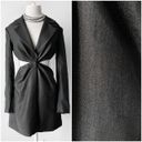 Finders Keepers Gray Cutout VNeck Long Sleeve Pleated Blazer Mini Dress Size S Photo 3