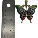 Multi Colored Enamel Gold Tone Butterfly with Multi Colored Rhinestone Pendant Photo 6