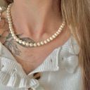 American Vintage Vintage “Ryver” Hidden Pearl Clasp Necklace 17.5” Baroque Ivory Cream Classic Photo 2