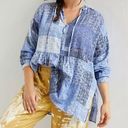 Pilcro  Anthropologie Tiered Tunic Blouse Patchwork Blue Sz XL | Western Cowgirl Photo 0