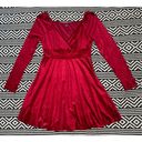 Ruby Red Velvet Surplice Skater Dress Photo 8