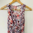 Jessica Simpson Floral Blue Pink Maxi Dress Asymmetric Hem Ruched Waist Sleeveless Photo 5