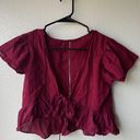 Free People Burgundy Tie Crop Top Photo 0