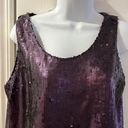 DKNY NWT  Womens Sleeveless Sequin Split-Back Top Purple Size S Photo 3