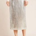 Maeve NWT Anthropologie  Nikola Midi in Silver Metallic Pleated Skirt 12 Photo 0