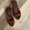 blowfish  Brown Faux Leather Cork Wedge Sandals Size 9 Photo 9