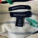 Lands'End  Striped Floral Print Pullover Sweater Photo 4