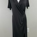 Karen Kane  Solid Black Faux Wrap V-Neck Short Sleeve Midi Dress Size XL Photo 2