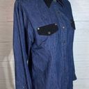 Harley Davidson Womens Harley-Davidson Blue Denim Snap Shirt Black Faux Suede Accents Size M Photo 6