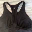 Lululemon Lululemmon black racerback tank top. Built in bra. Ruched back. Size 6 Photo 1