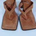 Good American  Size 8 Square Toe Brown Suede Block Heel Thong Sandals Zipper Edge Photo 2