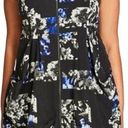 City Chic  Floral Print Dress Fit & Flare Full Zipper Front V Neck Black Blue 18 Photo 0