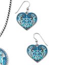 Brighton  Volare French Wire Heart Earrings Silver-Blue w/Swarovski Crystals EUC! Photo 0