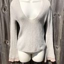 Free People  Anthropologie Small Wool Flared sleeve sweater top Gray May Morning Photo 7