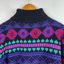 Vintage 80s Dayglo Neon Tribal Abstract Nordic Fair Isle Mock Neck Ski Sweater L Multiple Size L Photo 2