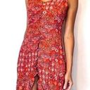 Abel the label NWT  Tangerine Red Lola Floral Button Ruffle Hem High Low Dress Photo 0