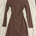 Lululemon  Contour Dress Nulu Dusty Pink Antique Bark Long Sleeve Cutout Back 4 Photo 2