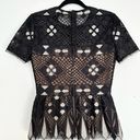 BCBG Max Azria Black Mesh and Embroidered Top with/ Peplum size XS lace Photo 2