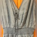 Love Tree  Blue Denim Lightweight Tencel Ruffled Romper Smocked Waist Size Large Photo 7