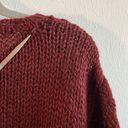 JACK  Winter Sweater Handmade Burgundy Crew Neck 
Puff Sleeve Cable Knit Sz L GUC Photo 9