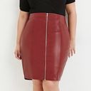 Forever 21 Plus Burgundy Leather Skirt 0X New Photo 0