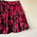 New York & Co. NWT Sz 12 Black Red Rose Floral Balloon Circle Skirt 100% Cotton Photo 1