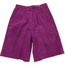 Bermuda Vintage 90s High Waisted Purple Corduroy Pleated  Shorts - Women's  - 10 Photo 0