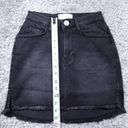 One Teaspoon  2020 Black Swan Denim Mini Skirt Size 25 NWT Raw Cutoff Hem Stretch Photo 9