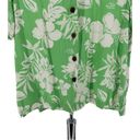 Caribbean Joe  90s Vintage Lime Green Tropical Floral Button Down Top Photo 2