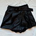 ZARA  Black faux leather shorts with belt detailing leopard sequin Photo 0